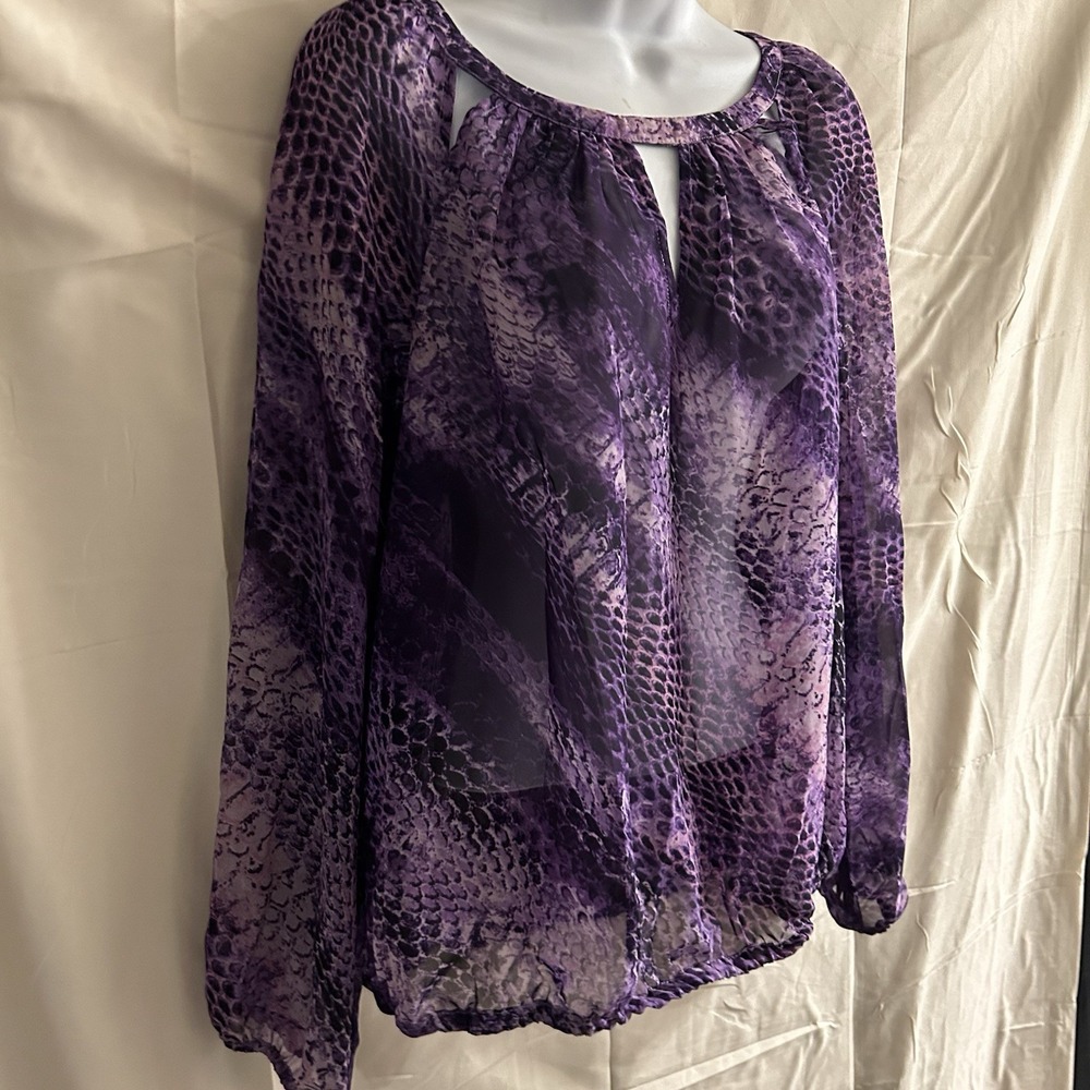 Large Jennifer Lopez Purple Snake Print Peep Top #1893*8 (JFT) - Picture 5 of 11